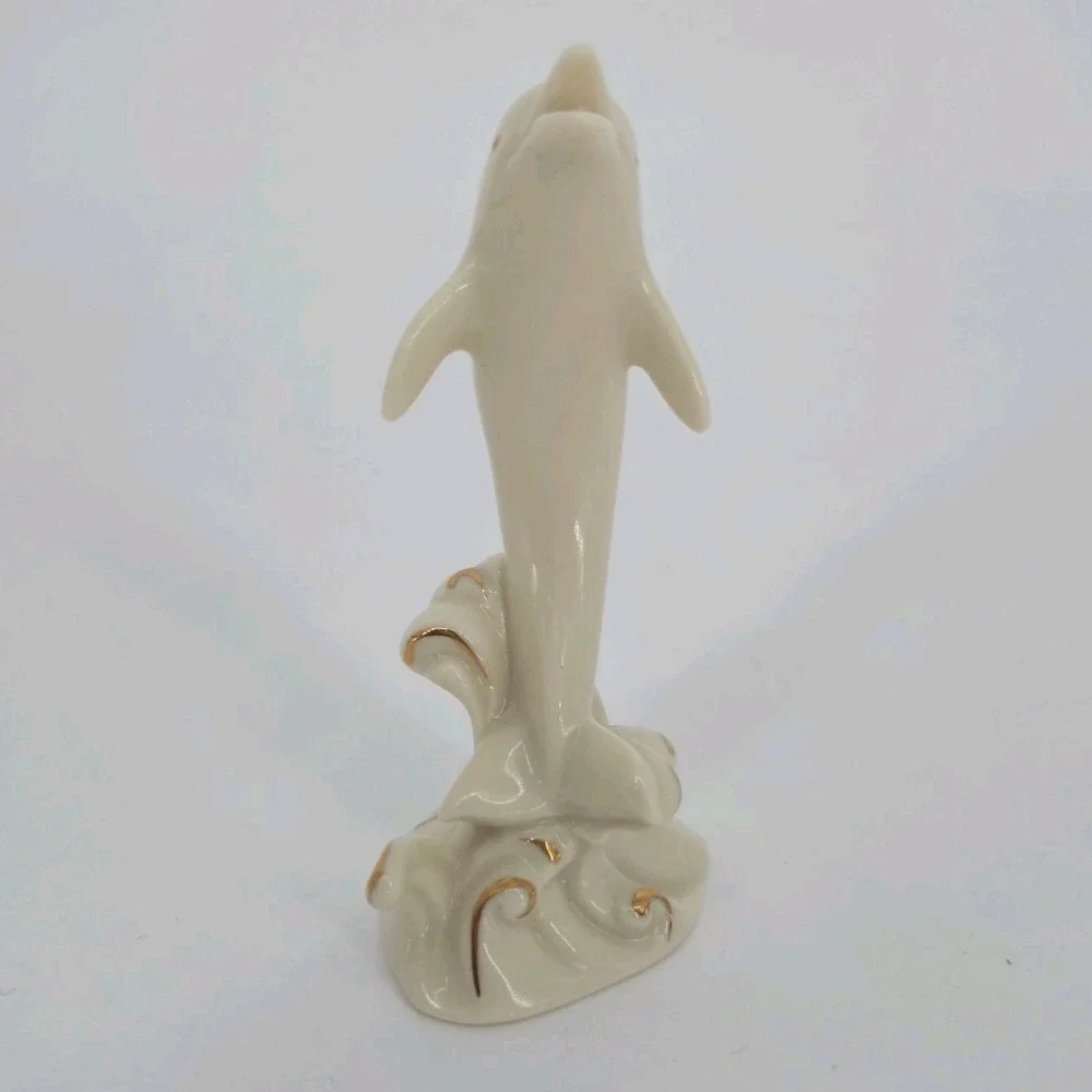 Lenox Dolphin Figurine Ivory Porcelain 24K Gold Accents 4